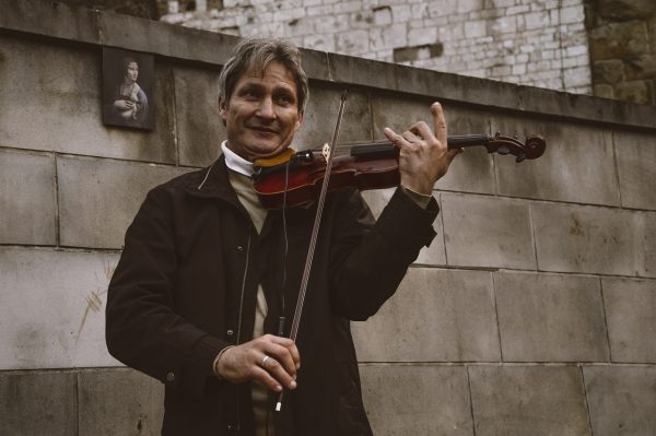 man playing violin