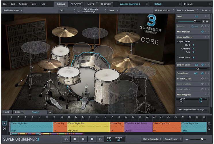 toontrack superior drummer 3 drum type